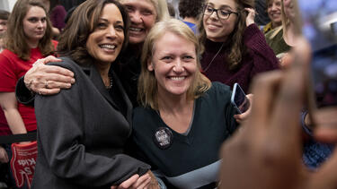 Kamala Harris campaigning in Iowa in February 2019. Photo: Daniel Acker/Bloomberg via Getty Images.