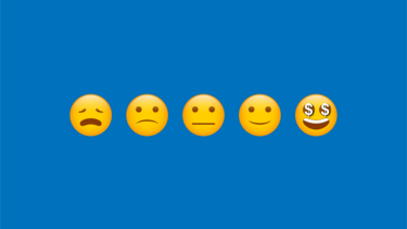 An illustration showing progressively happier emoji from left to right