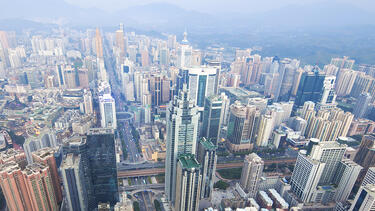 Skyline of Chinese metropolis during daytime