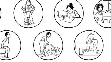 Illustration of people doing different jobs