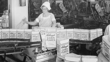 Workers in a Kellogg factory