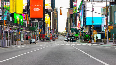  A mostly empty Times Square in New York City