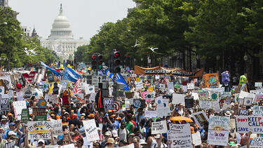 Demonstrators in Washington, D.C., during the People's Climate Movement March on April 29, 2017. Photo: Zach Gibson/Bloomberg via Getty Images.