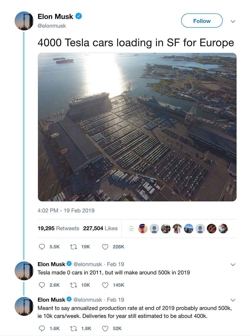 Tweets from Elon Musk