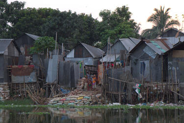 Informal housing in the Korail settlement, Dhaka, Bangladesh