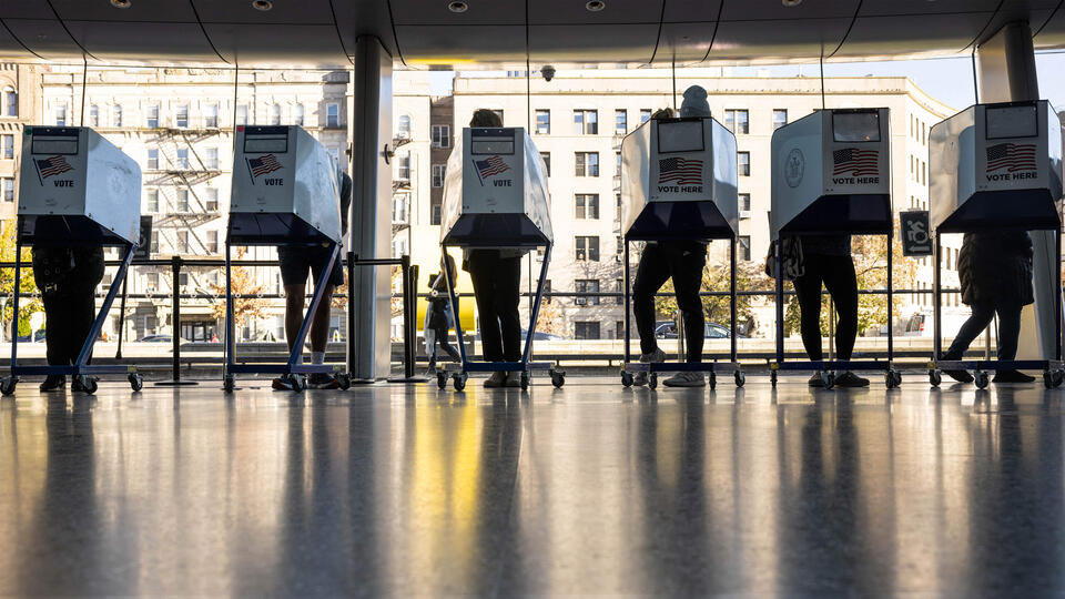 Voters at a polling station at the Brooklyn Museum on November 8.