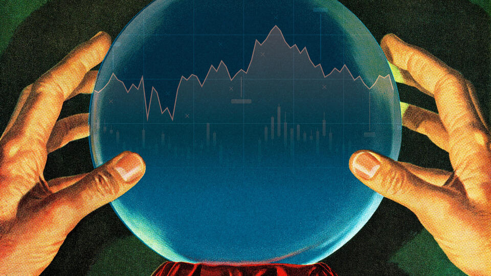 A crystal ball with a stock chart inside