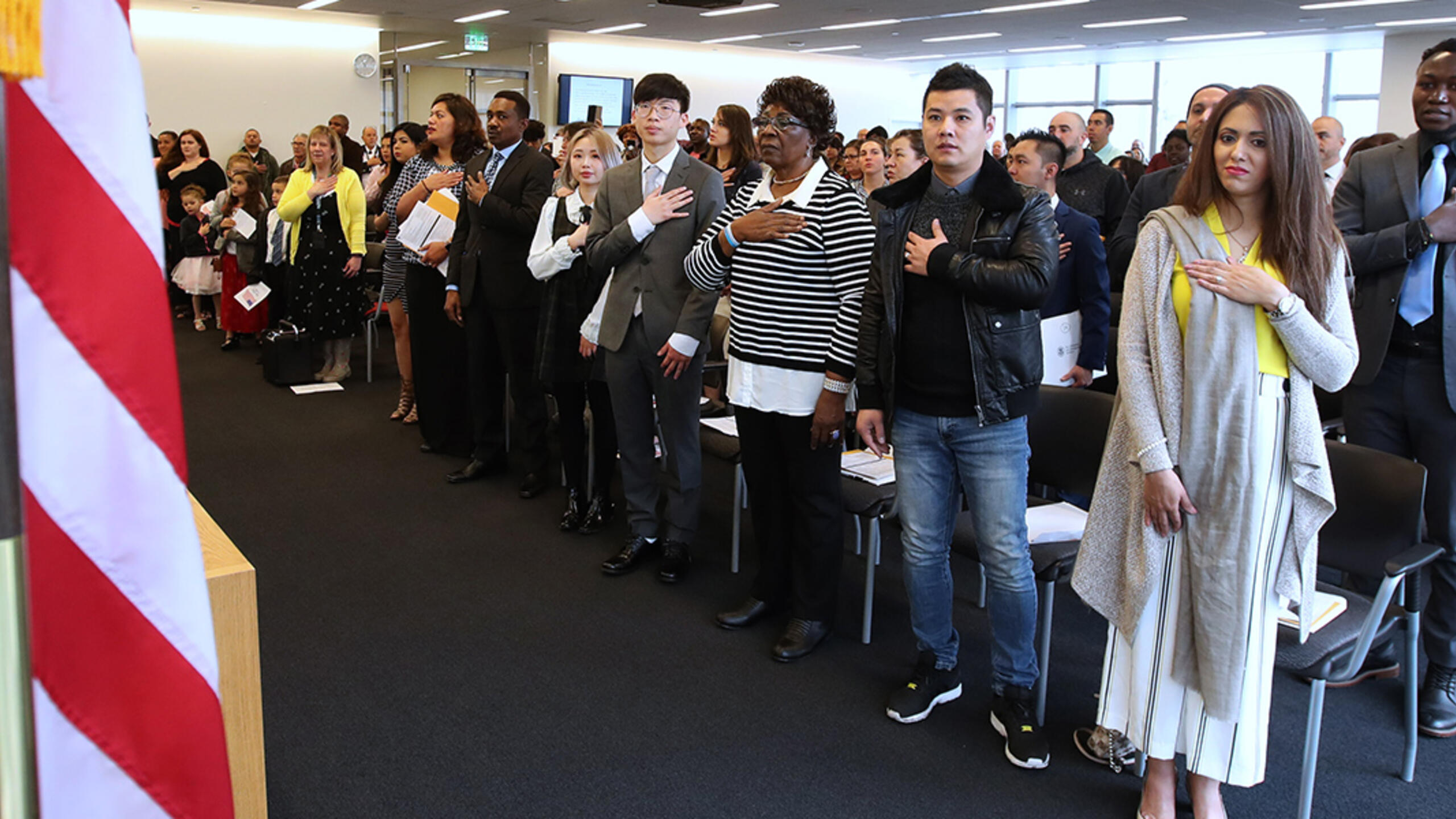New U.S. citizens at a ceremony in Salt Lake City in April 2019. Photo: George Frey/Getty Images.
