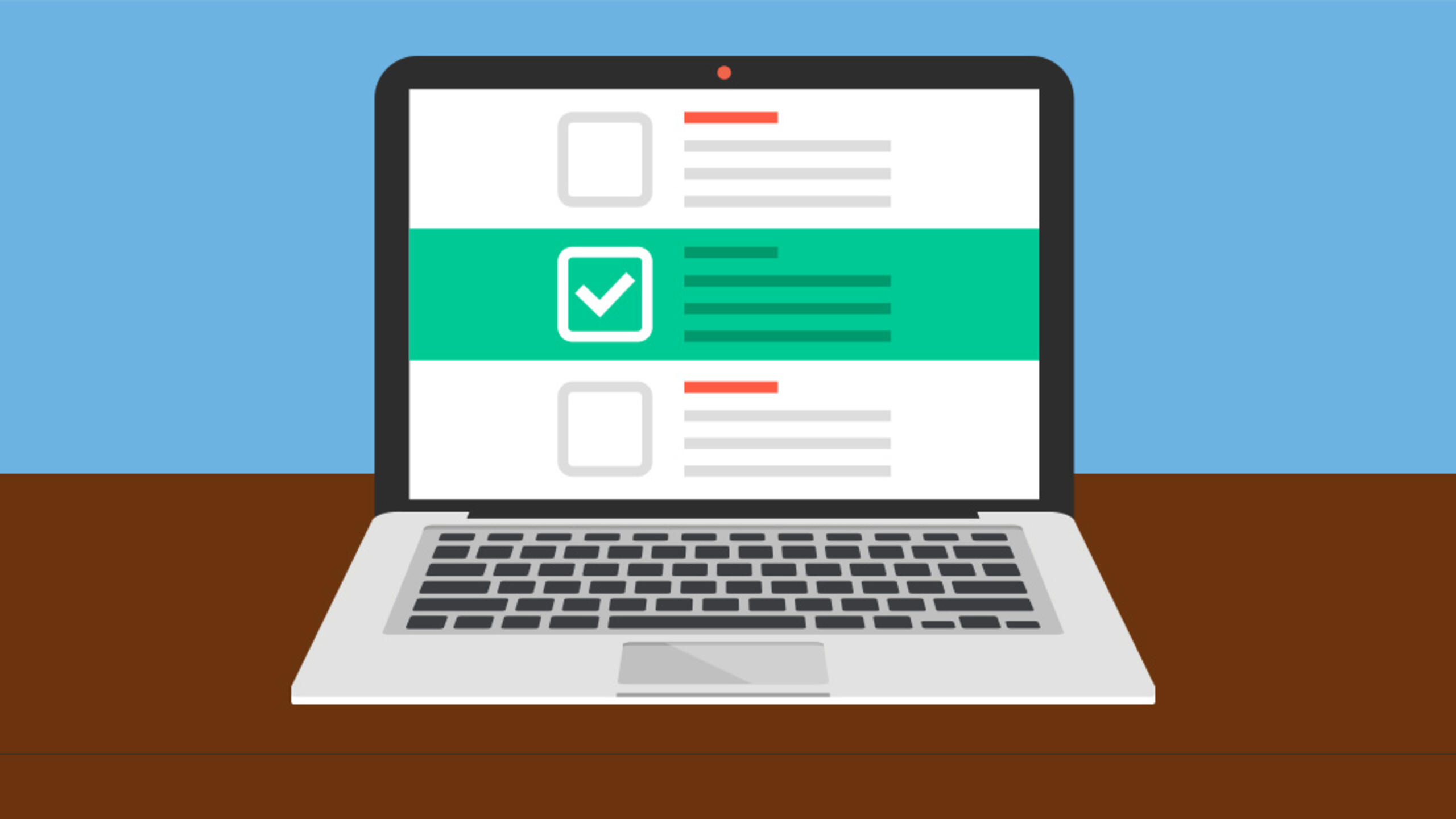 A computer showing a check box next to one of three choices.