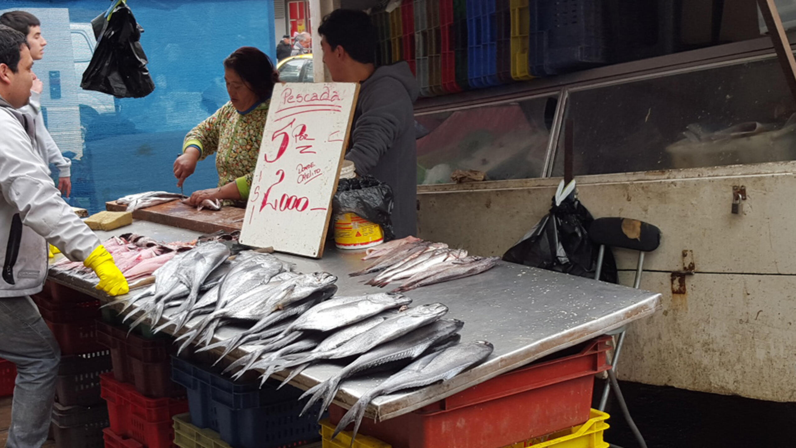 A fish vendor in Chile