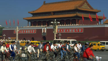 Traffic in Beijing's Tiananmen Square in 1995. Photo: Forrest Anderson/The LIFE Images Collection/Getty Images.