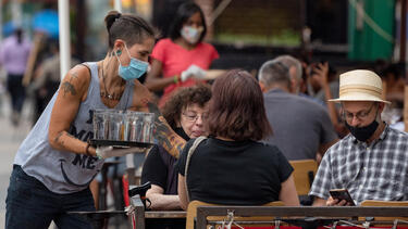 Outdoor service at a restaurant in New York City on July 30, 2020.