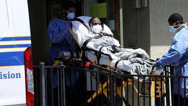 A patient outside Gateway Care and Rehabilitation in Hayward, California, in April 2020. Photo: Yalonda M. James/The San Francisco Chronicle via Getty Images.