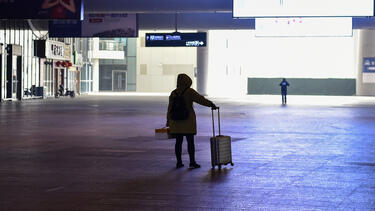 A deserted train station in Wuhan, China, on January 23, 2020. Photo: Hector Retamal/AFP via Getty Images.