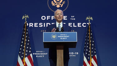 President-Elect Joe Biden speaks to the media on November 9, 2020, in Wilmington, Delaware. Photo: Joe Raedle/Getty Images.