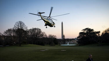Marine One departing the South Lawn of the White House
