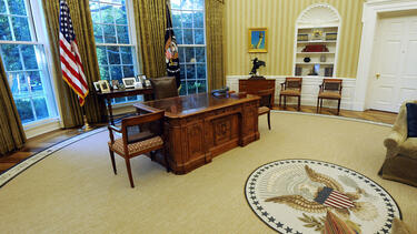 The empty Oval Office in the White House