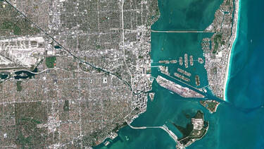 A satellite image of Miami, Florida