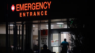Outside an emergency department at night