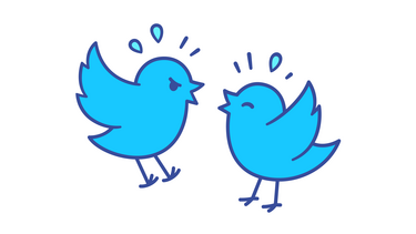 An illustration of twitter-style birds arguing
