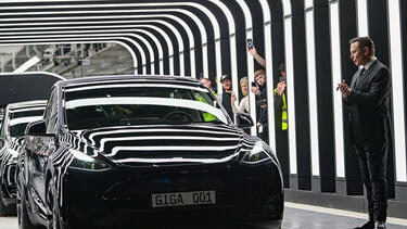 CEO Elon Musk at the opening of Tesla's Gigafactory outside Berlin on March 22, 2022.
