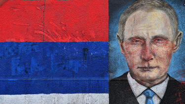 A mural of Vladimir Putin in Belgrade, Serbia