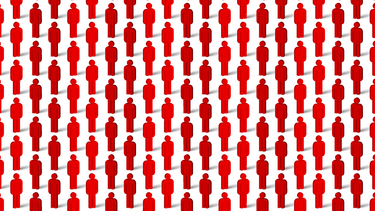 A grid of red human figures