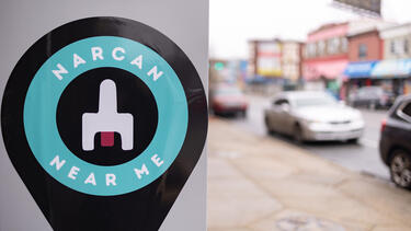 A public dispenser of the overdose treatment Naloxone in Philadelphia.