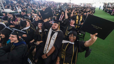 Graduates at California State University of Los Angeles's 2022 commencement ceremony in May 2022.