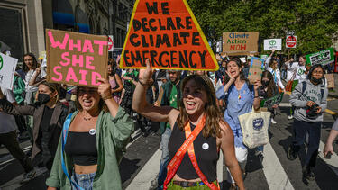 Climate activists in New York City earlier this month. 