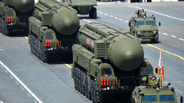 Mobile missile systems in a parade in Moscow