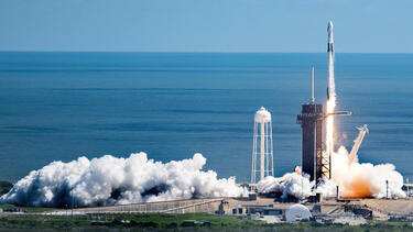 A SpaceX Falcon 9 rocket lifting off from the Kennedy Space Center in Florida on October 5.