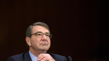 Ashton Carter, then secretary of defense, testifying before the Senate Foreign Relations Committee in 2015.