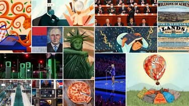A collage of artwork from a variety of articles