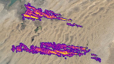 A NASA image showing methane plumes in Turkmenistan.