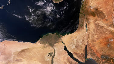 A satellite image of the eastern Mediterranean