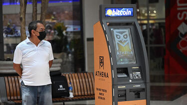 A Bitcoin ATM in San Salvador in 2021. 