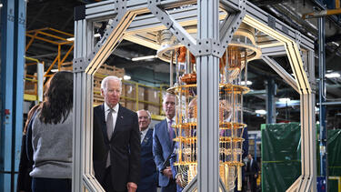 President Joe Biden with a quantum computer during a tour of an IBM facility in Poughkeepsie, New York, in 2022.