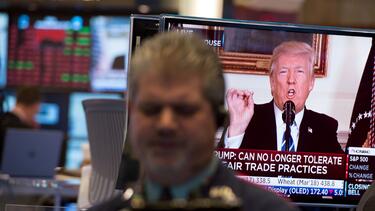 Donald Trump on a TV at the New York Stock Exchange