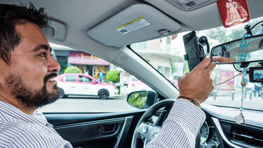 An Uber driver in Mexico in 2018.