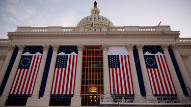 The U.S. Capitol, decorated for Inauguration Day