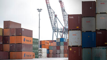 Shipping containers at the Port of Montreal