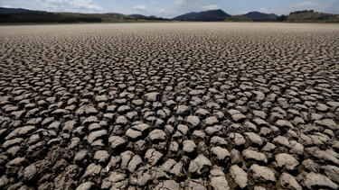The dried-out lakebed of Suesca lagoon in Suesca, Colombia, in 2021.
