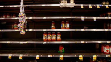 Empty grocery store shelves