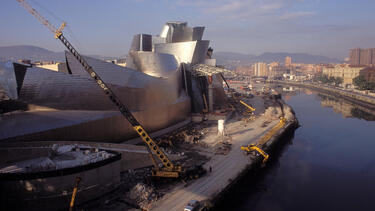 The Guggenheim Museum in Bilbao, Spain, under construction