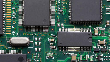 microchip closeup on printed board