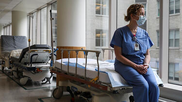 A nurse at Massachusetts General Hospital in April 2020. Photo: Erin Clark for The Boston Globe via Getty Images.