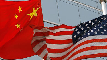 The Chinese and American flags