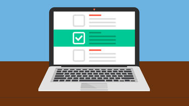 A computer showing a check box next to one of three choices.