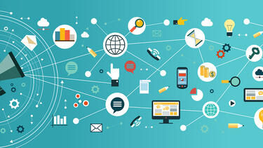 An illustration showing the sharing of various types of information